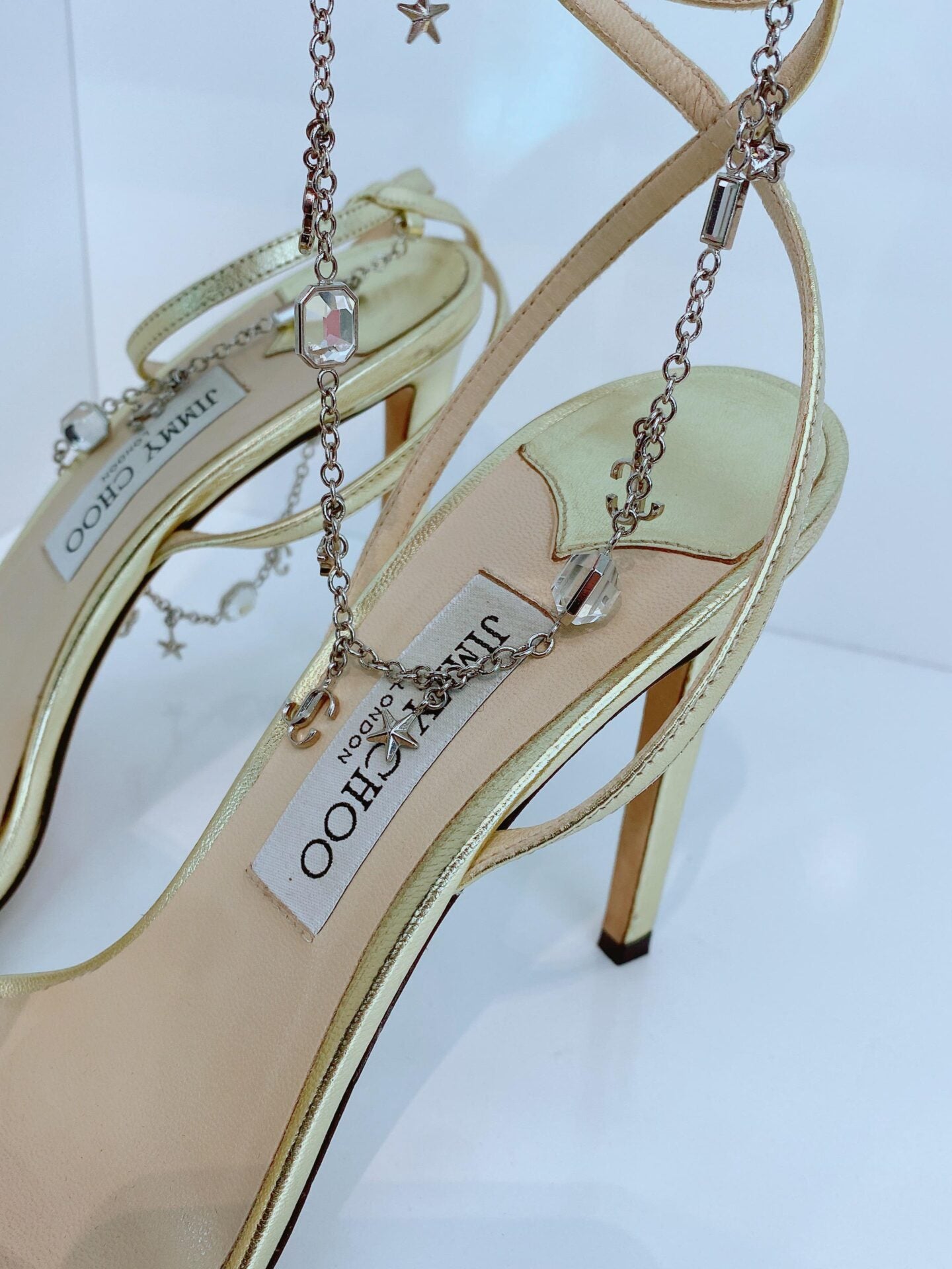 GOLD METALLIC  LEATHER SUAVE ANKLE STRAP SANDALS 41