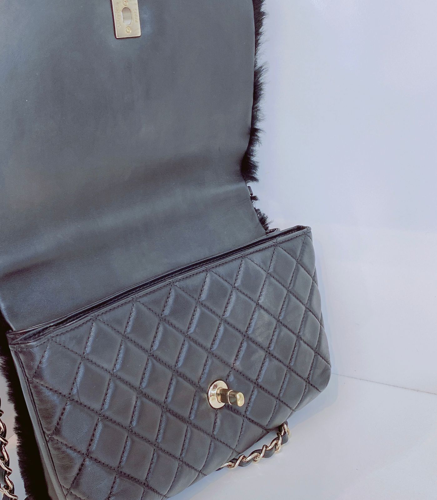 BLACK FUR PARIS COSMOPOLITE SMALL TOP HANDLE BAG