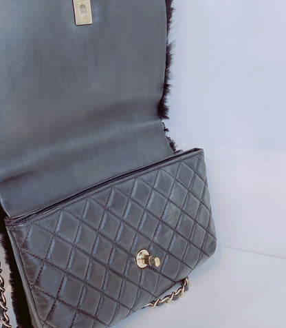 BLACK FUR PARIS COSMOPOLITE SMALL TOP HANDLE BAG