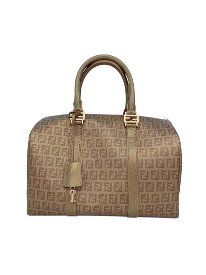 BROWN GOLD ZUCCHINO CANVAS BAULETTO BOSTON BAG
