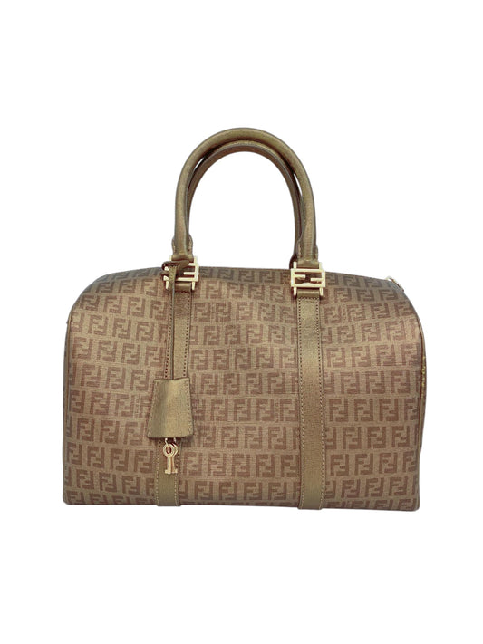 BROWN GOLD ZUCCHINO CANVAS BAULETTO BOSTON BAG