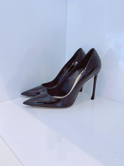 BLACK PATENT POINTED TOE PUMPS 41