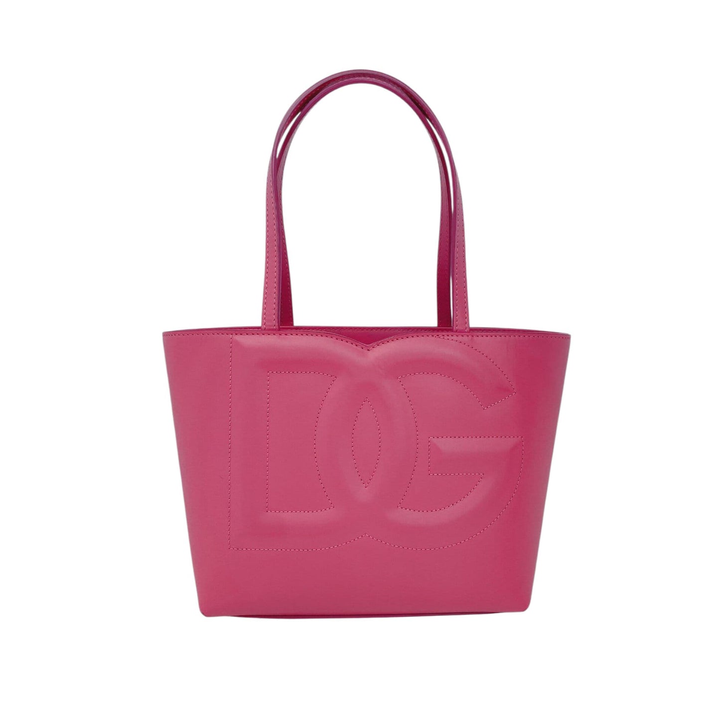 PINK CALFSKIN LEATHER SMALL DG EMBOSSED LOGO TOTE BAG