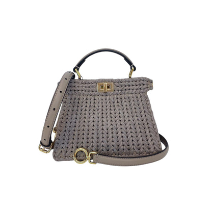 GRAY EMBROIDERED TORTORA CALF LEATHER ISEEU PETITE PEEKABOO