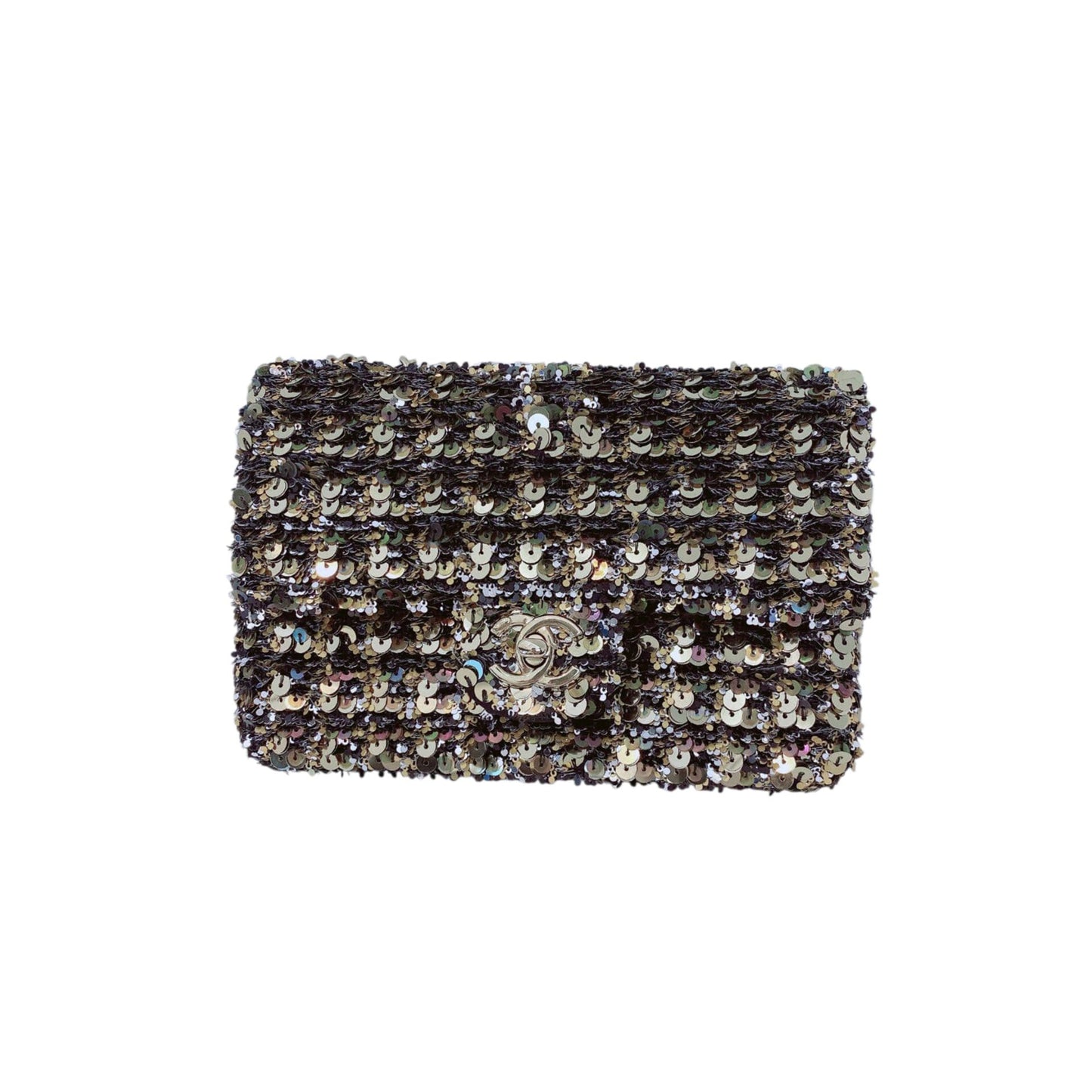 BLACK GOLD SEQUINS CLASSIC RECTANGULAR MINI FLAP BAG