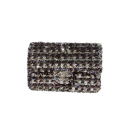 BLACK GOLD SEQUINS CLASSIC RECTANGULAR MINI FLAP BAG