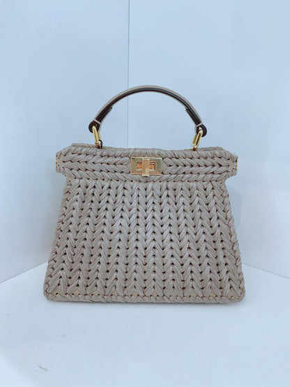 GRAY EMBROIDERED TORTORA CALF LEATHER ISEEU PETITE PEEKABOO