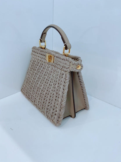 GRAY EMBROIDERED TORTORA CALF LEATHER ISEEU PETITE PEEKABOO