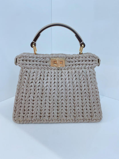 GRAY EMBROIDERED TORTORA CALF LEATHER ISEEU PETITE PEEKABOO