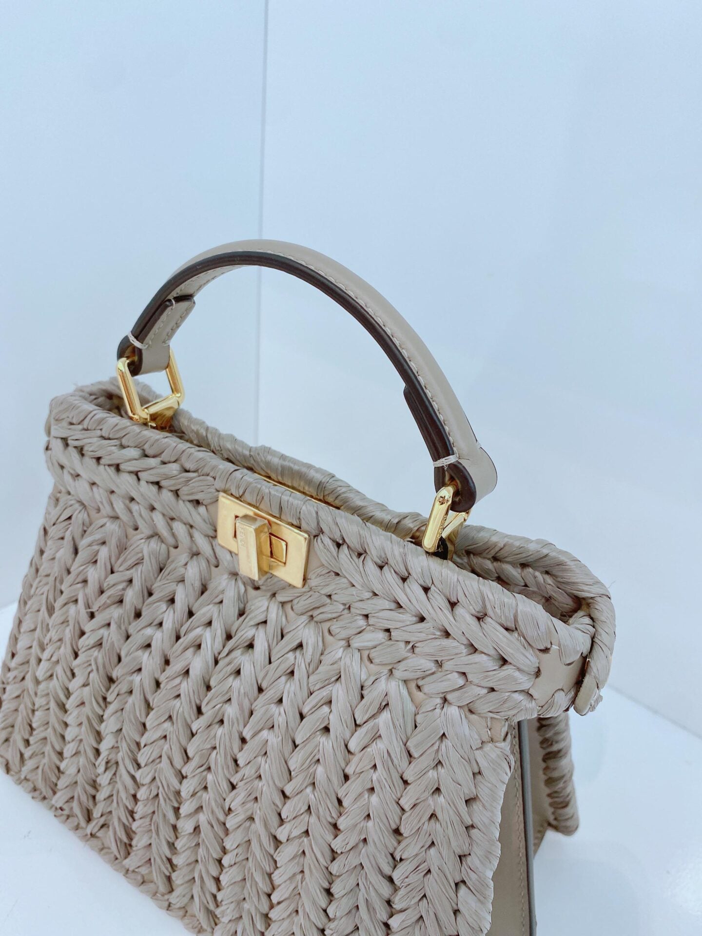 GRAY EMBROIDERED TORTORA CALF LEATHER ISEEU PETITE PEEKABOO