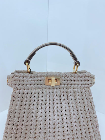 GRAY EMBROIDERED TORTORA CALF LEATHER ISEEU PETITE PEEKABOO