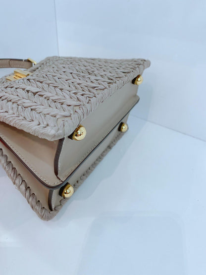 GRAY EMBROIDERED TORTORA CALF LEATHER ISEEU PETITE PEEKABOO