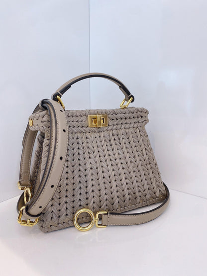 GRAY EMBROIDERED TORTORA CALF LEATHER ISEEU PETITE PEEKABOO