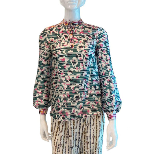 FLORAL PRINT BURNOUT SATIN BLOUSE 40