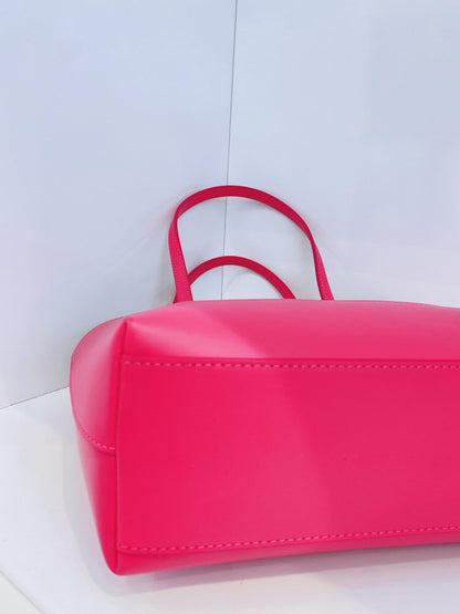 PINK CALFSKIN LEATHER SMALL DG EMBOSSED LOGO TOTE BAG