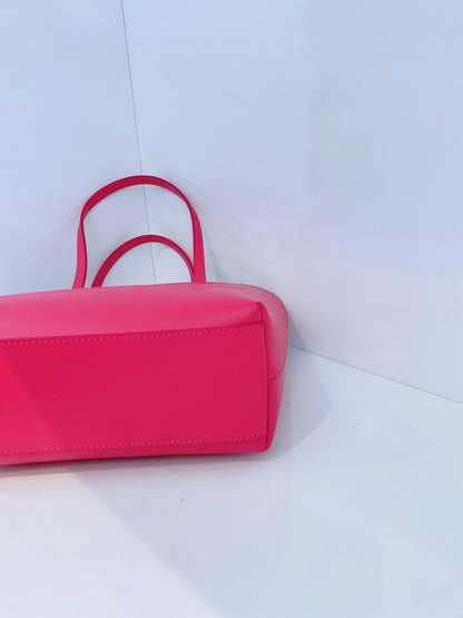 PINK CALFSKIN LEATHER SMALL DG EMBOSSED LOGO TOTE BAG