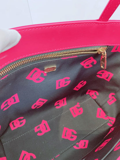 PINK CALFSKIN LEATHER SMALL DG EMBOSSED LOGO TOTE BAG