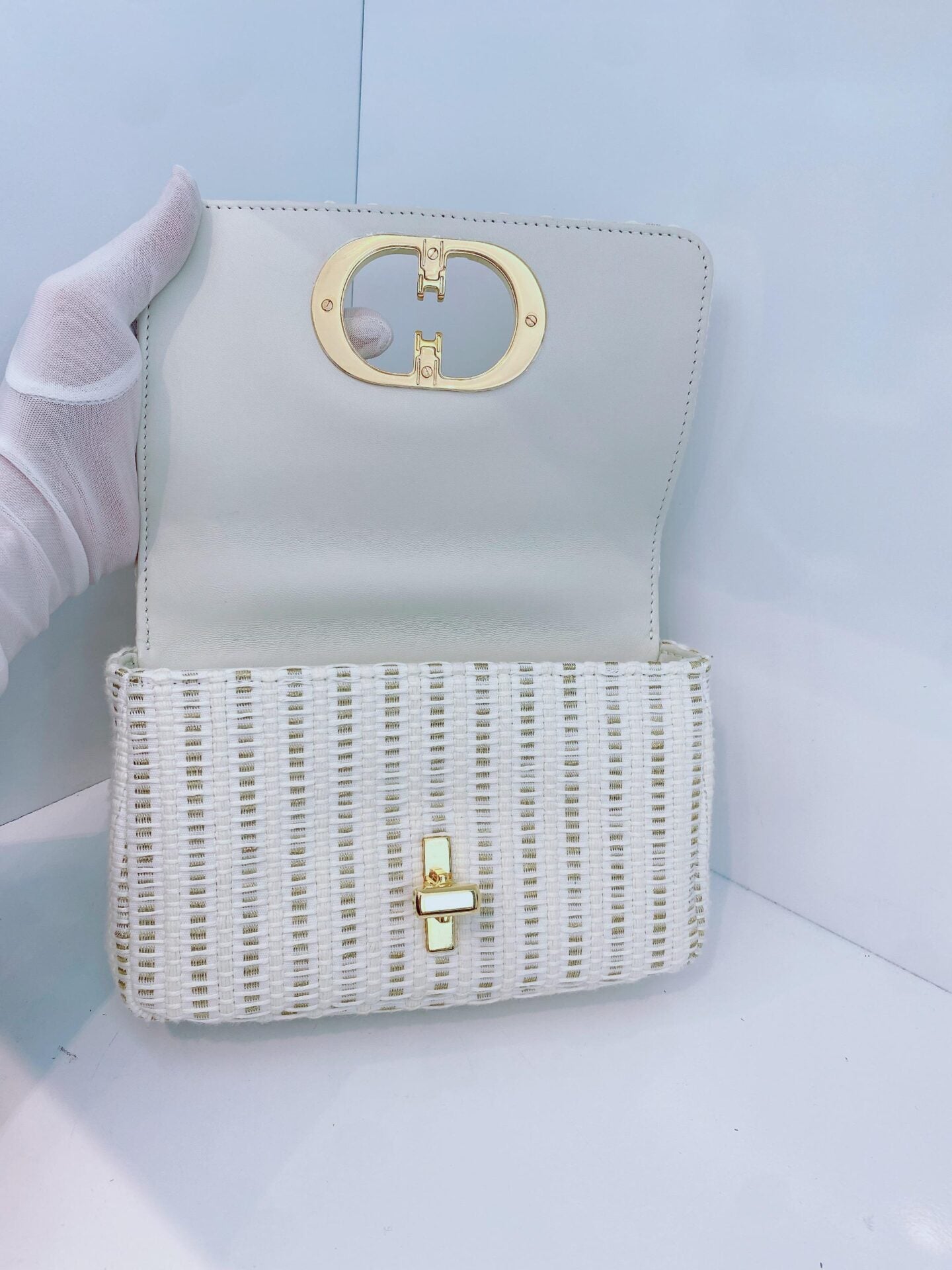 WHITE TWEED SMALL CARO BAG
