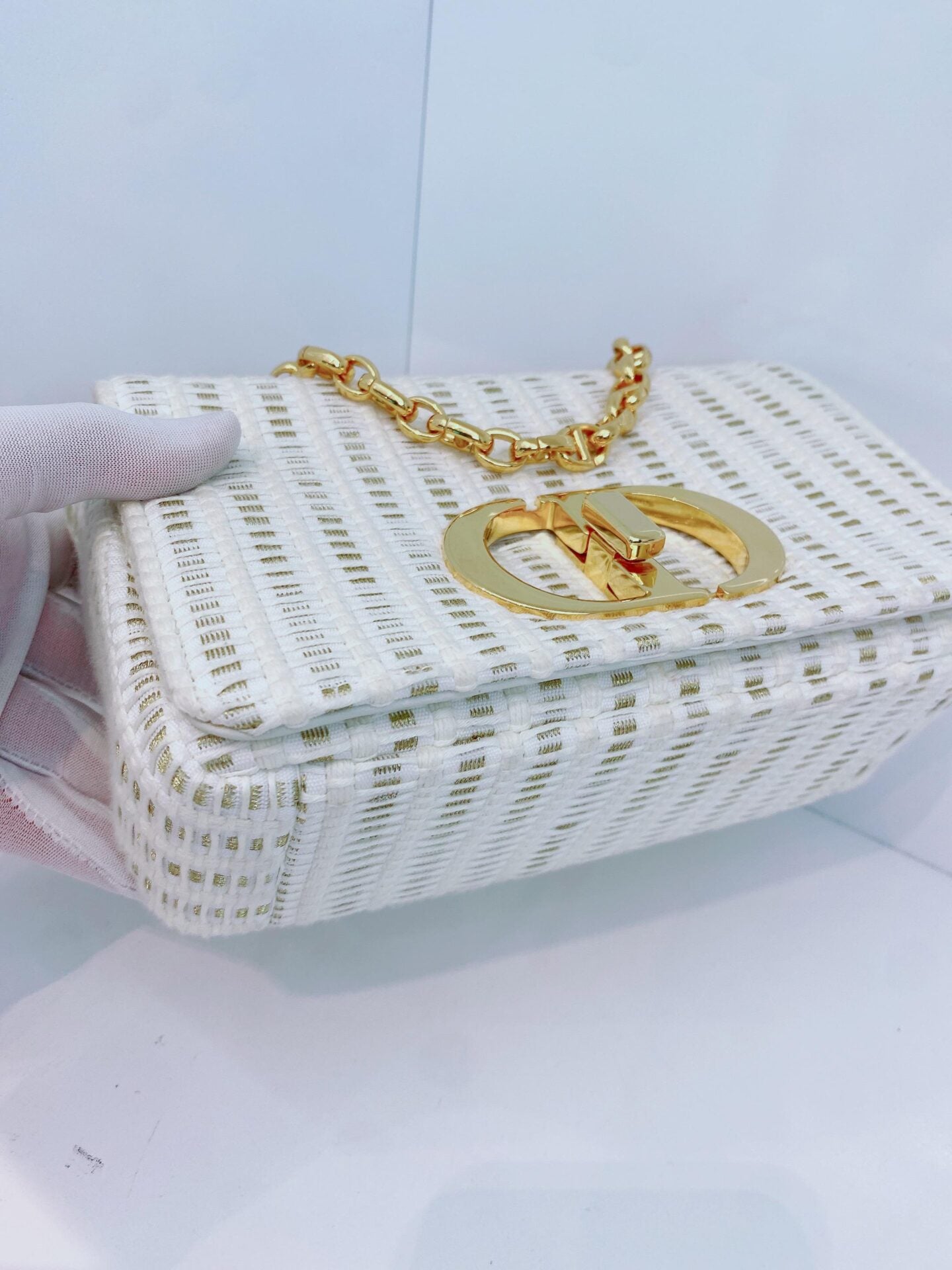 WHITE TWEED SMALL CARO BAG