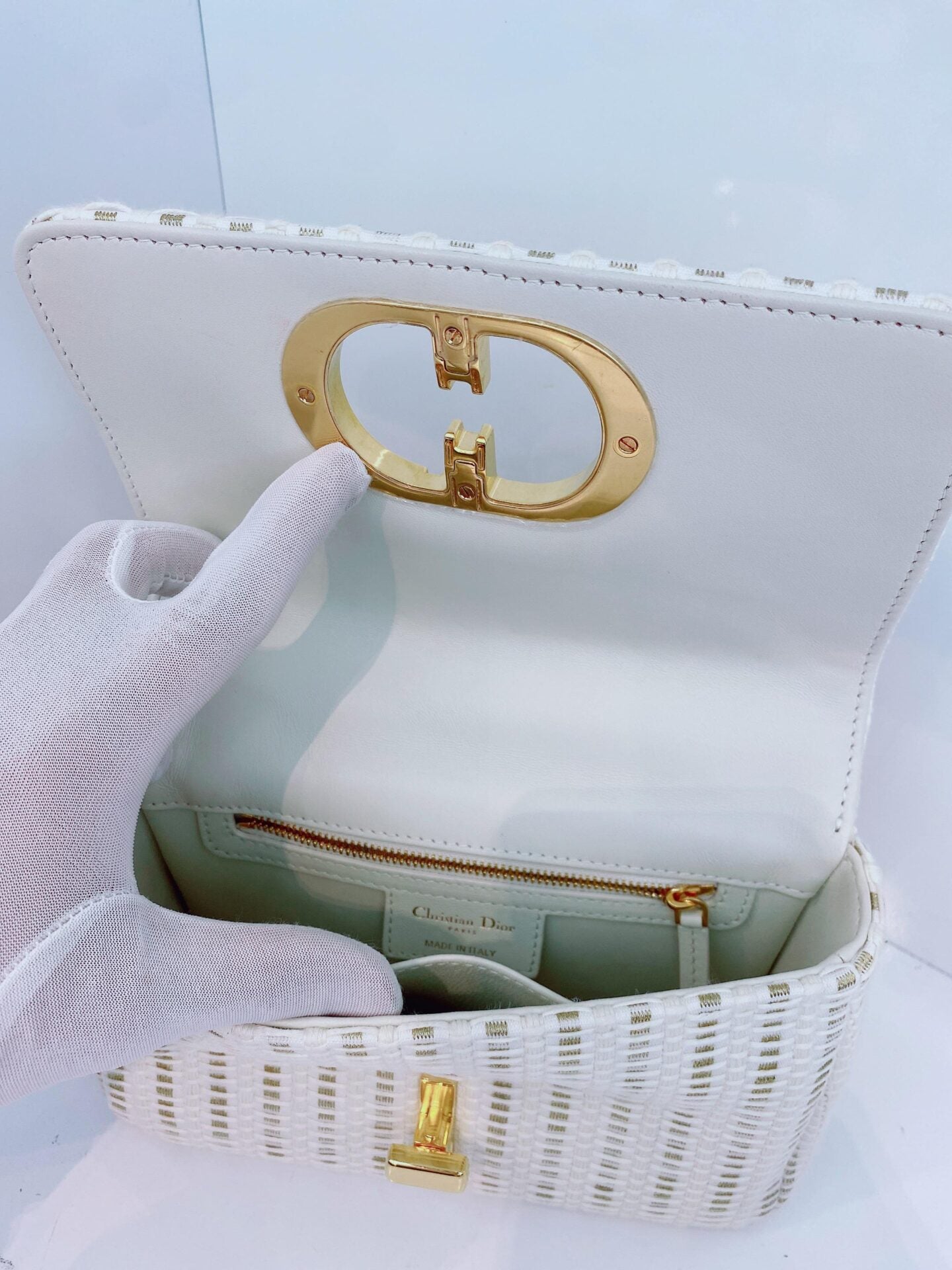 WHITE TWEED SMALL CARO BAG