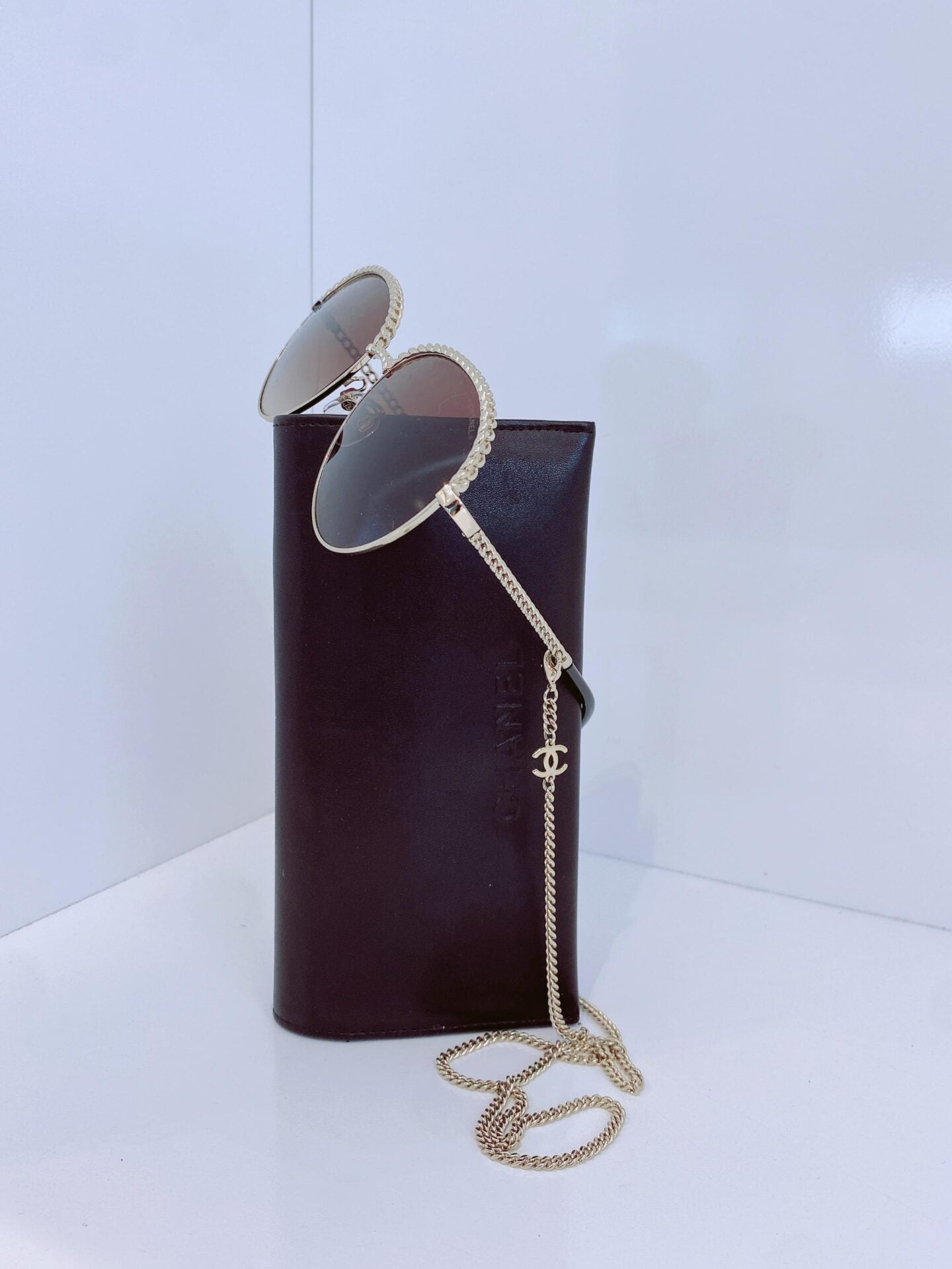 GOLDTONE BROWN GRADIENT 4242 PANTOS SUNGLASSES