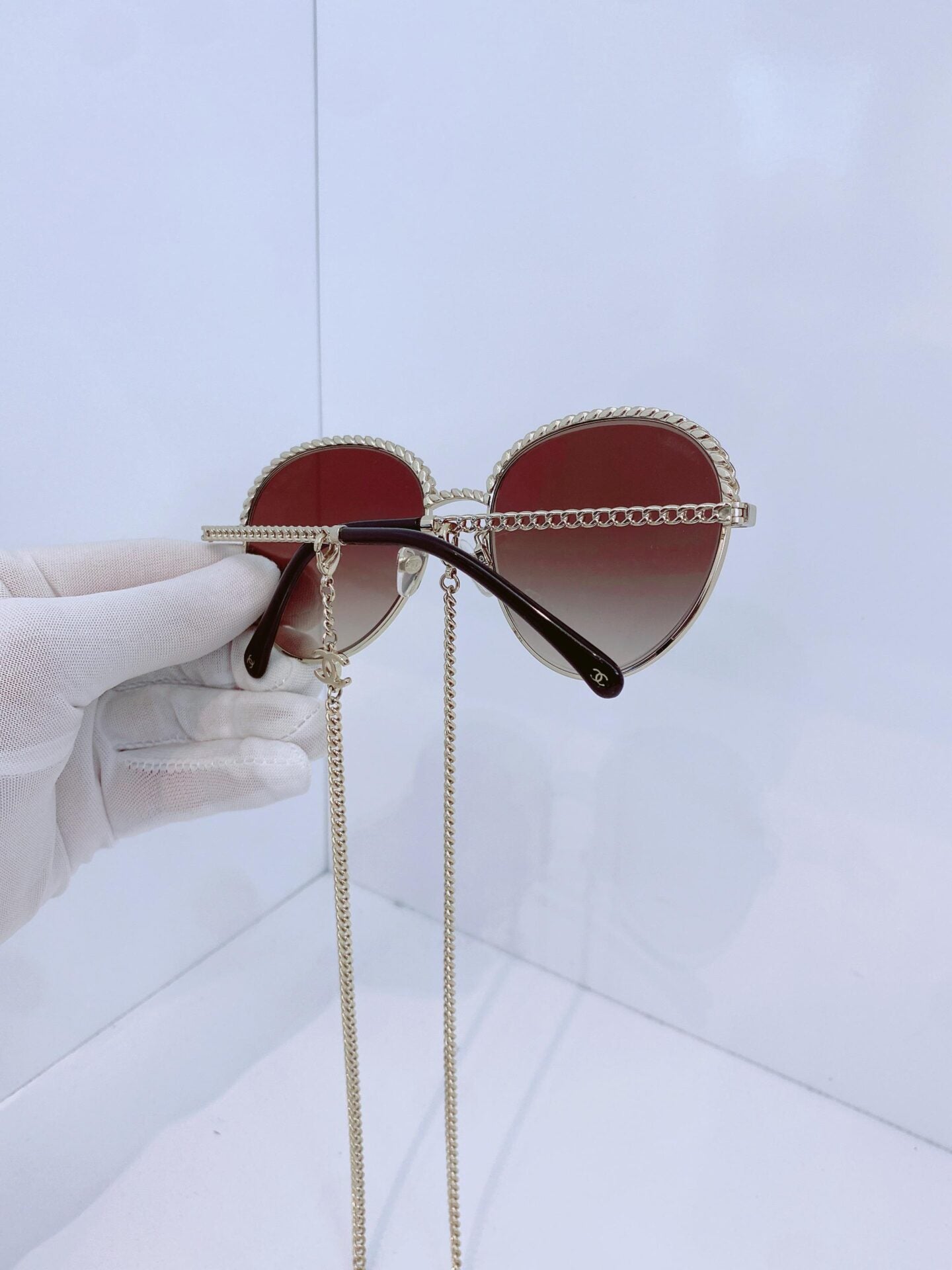 GOLDTONE BROWN GRADIENT 4242 PANTOS SUNGLASSES