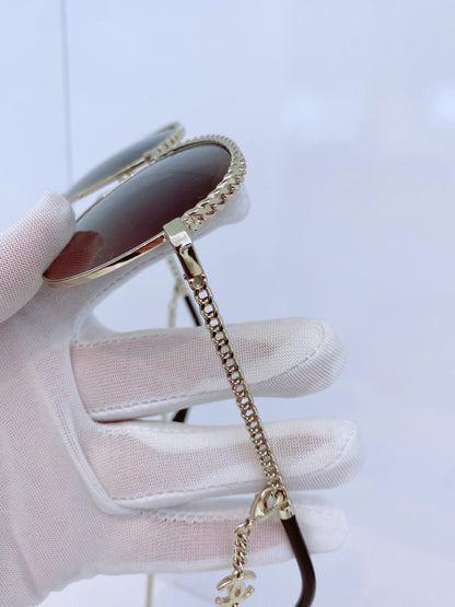 GOLDTONE BROWN GRADIENT 4242 PANTOS SUNGLASSES