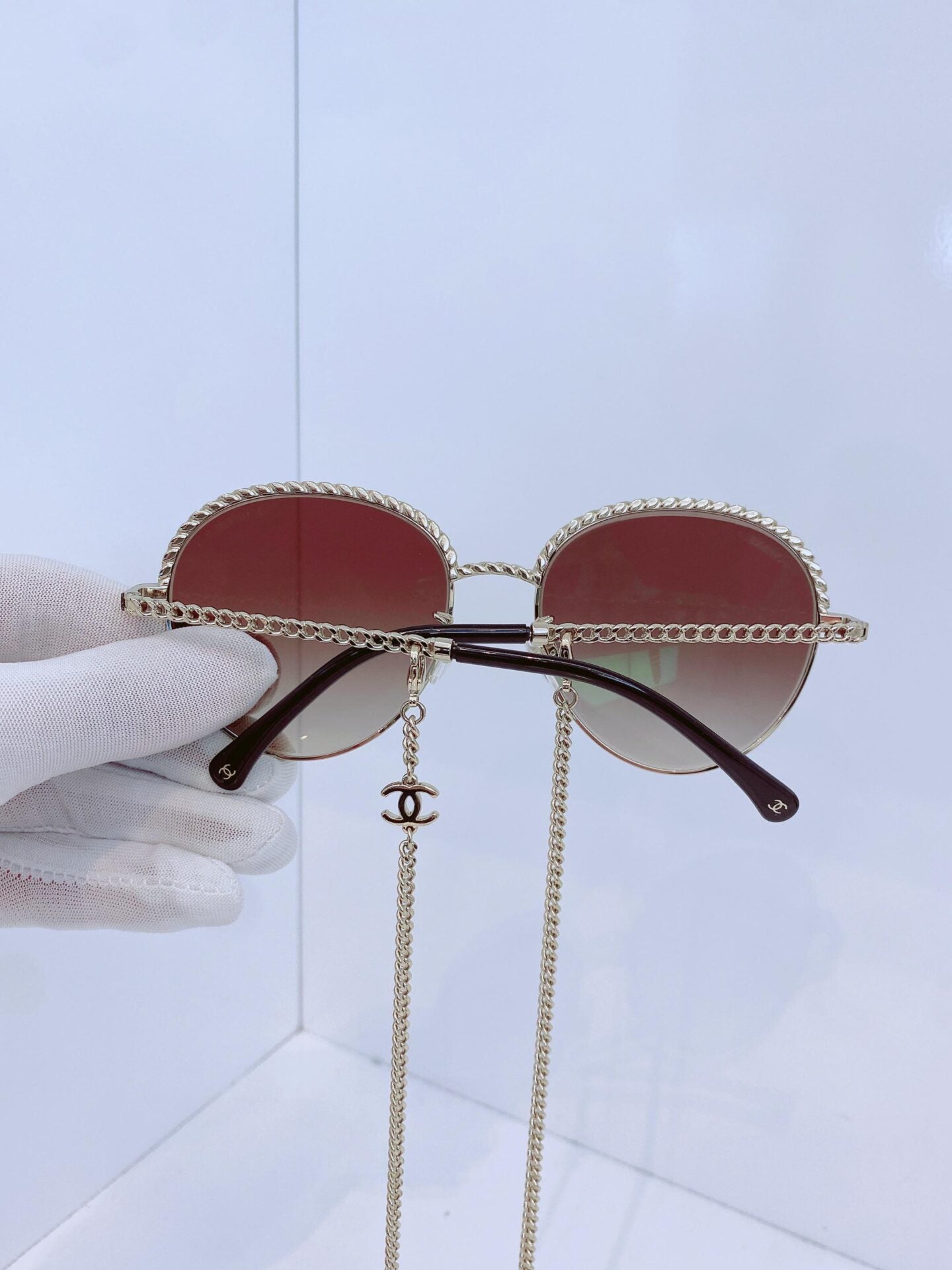 GOLDTONE BROWN GRADIENT 4242 PANTOS SUNGLASSES