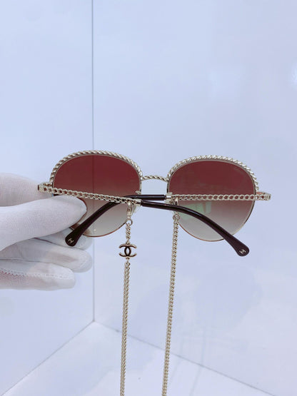 GOLDTONE BROWN GRADIENT 4242 PANTOS SUNGLASSES