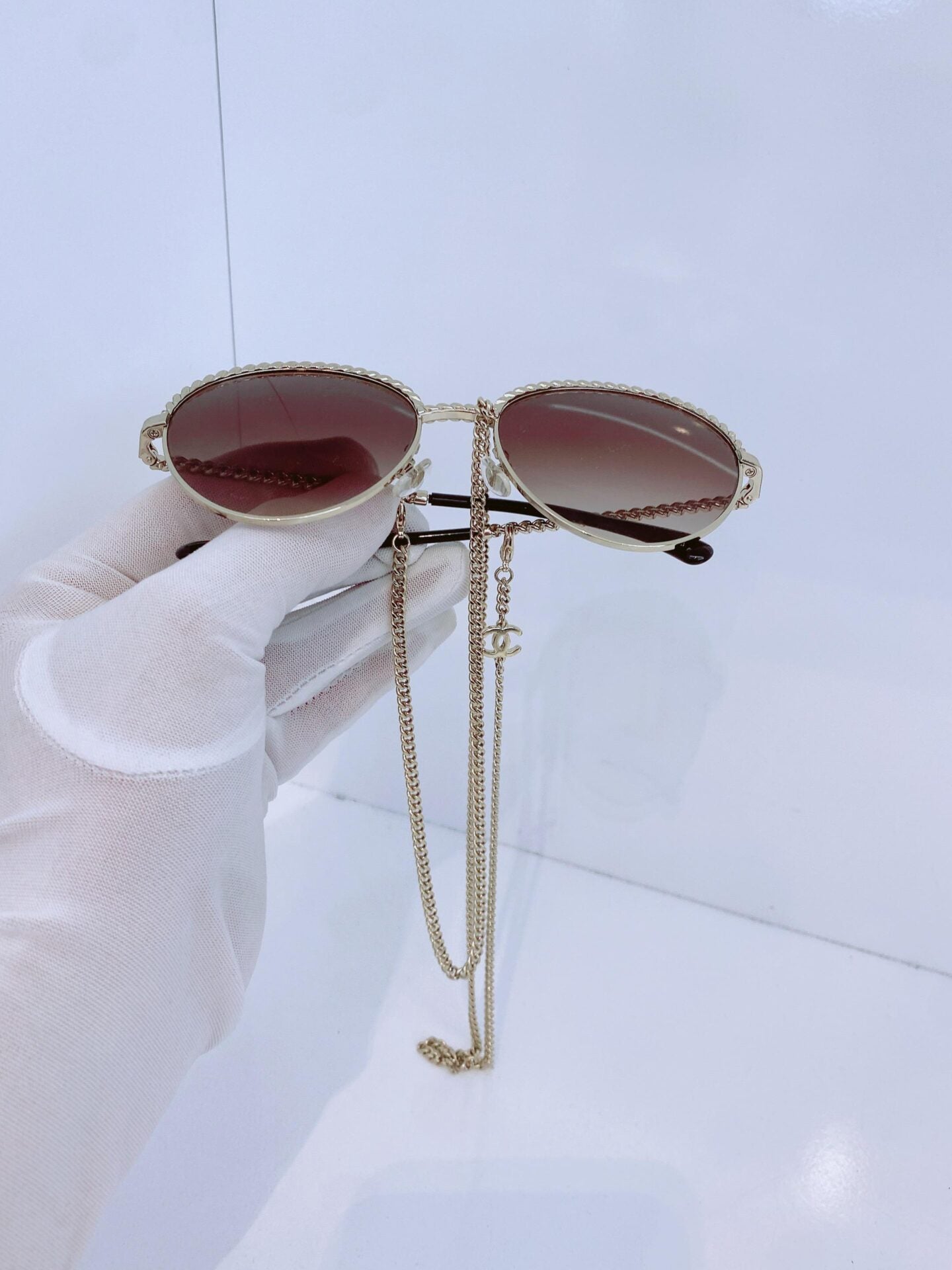 GOLDTONE BROWN GRADIENT 4242 PANTOS SUNGLASSES