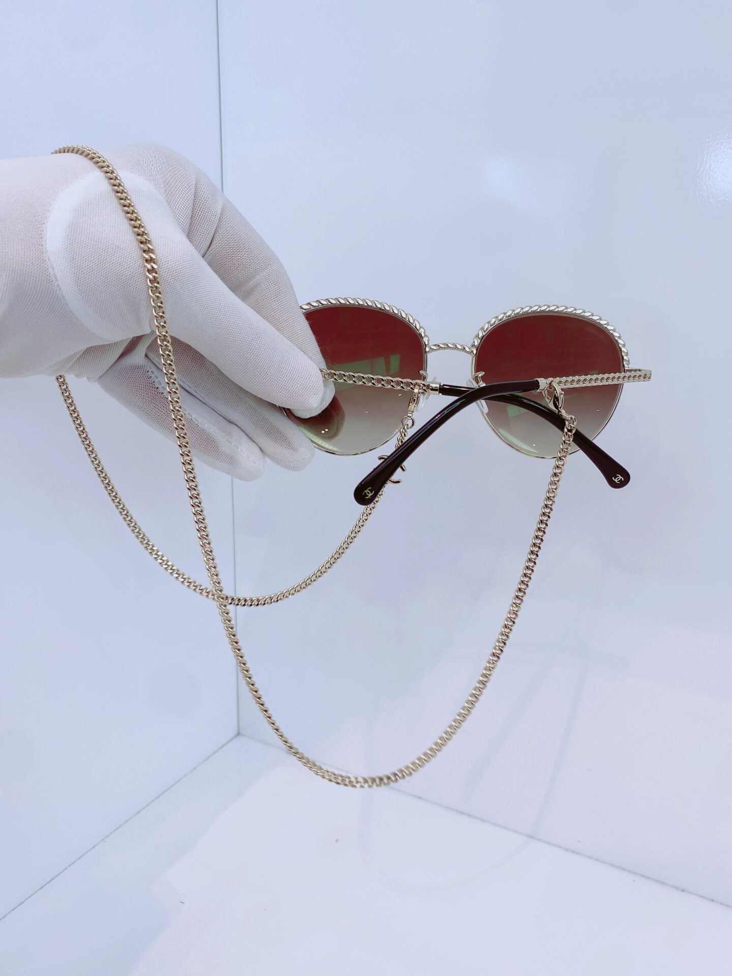 GOLDTONE BROWN GRADIENT 4242 PANTOS SUNGLASSES