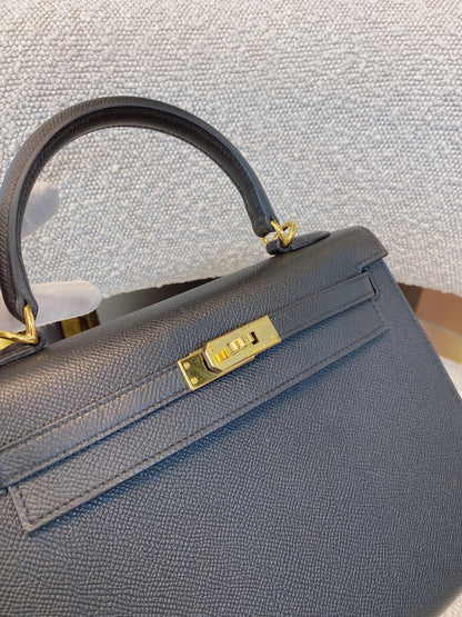 BLACK KELLY 25 EPSOM LEATHER GOLD HARDWARE