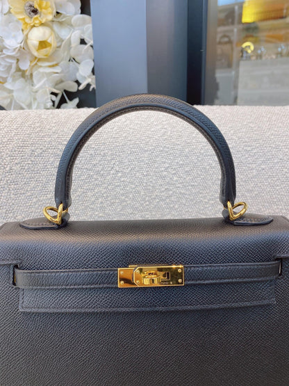 BLACK KELLY 25 EPSOM LEATHER GOLD HARDWARE