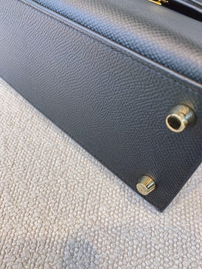 BLACK KELLY 25 EPSOM LEATHER GOLD HARDWARE