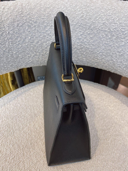 BLACK KELLY 25 EPSOM LEATHER GOLD HARDWARE