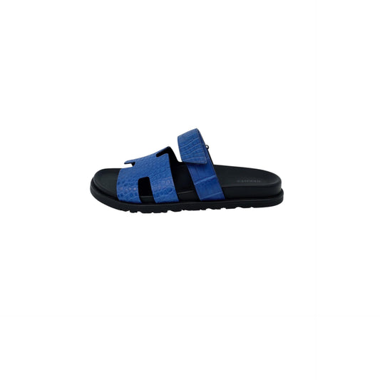 BLEU BLACK CROCODILE LEATHER CHYPRE SANDALS 43