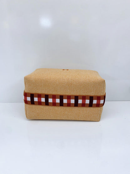 BICOLOR WOOL TWILL BRIDE-A-BRAC AU CARRE CASE, LARGE MODEL