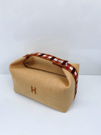 BICOLOR WOOL TWILL BRIDE-A-BRAC AU CARRE CASE, LARGE MODEL