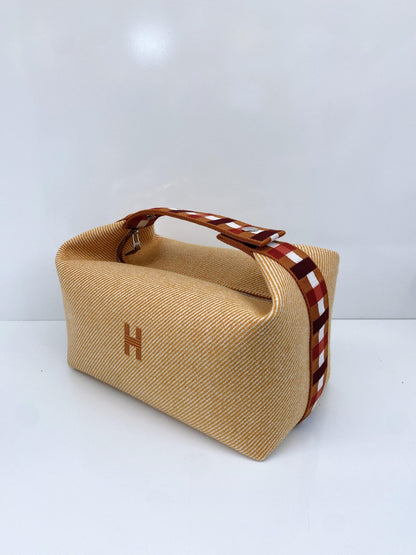 BICOLOR WOOL TWILL BRIDE-A-BRAC AU CARRE CASE, LARGE MODEL