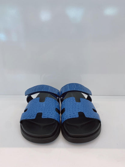 BLEU BLACK CROCODILE LEATHER CHYPRE SANDALS 43