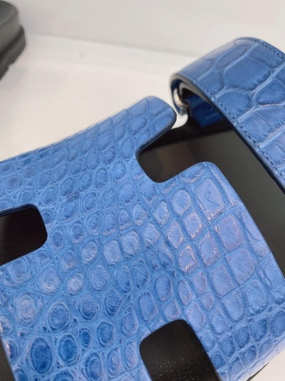 BLEU BLACK CROCODILE LEATHER CHYPRE SANDALS 43