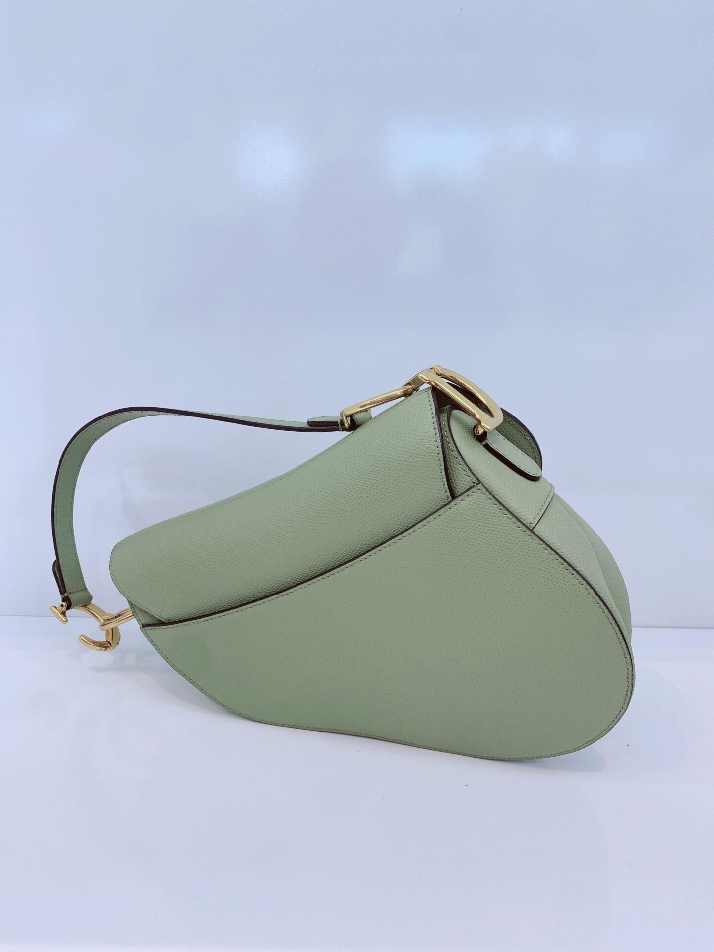 GRAINED LEATHER MEDIUM SADDLE BAG AND ADJUSTABLE EMBROIDERED SHOULDER STRAP