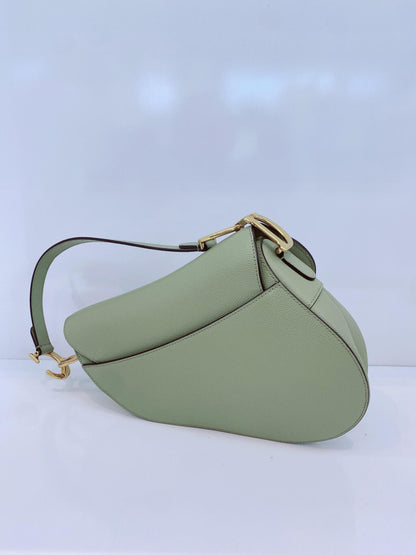 GRAINED LEATHER MEDIUM SADDLE BAG AND ADJUSTABLE EMBROIDERED SHOULDER STRAP