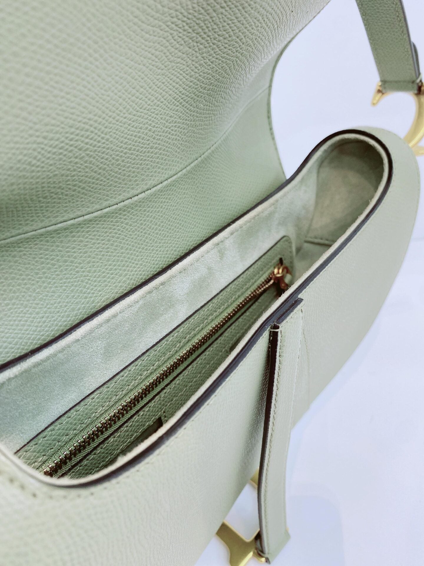 GRAINED LEATHER MEDIUM SADDLE BAG AND ADJUSTABLE EMBROIDERED SHOULDER STRAP