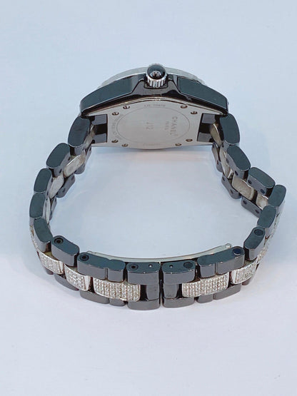 BLACK CERAMIC AND DIAMONDS J12 QUARTZ WRISTWATCH 33MM