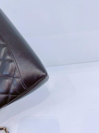 BLACK AGED CALFSKIN LEATHER NANO 31 MINI SHOPPING BAG GOLD HARDWARE