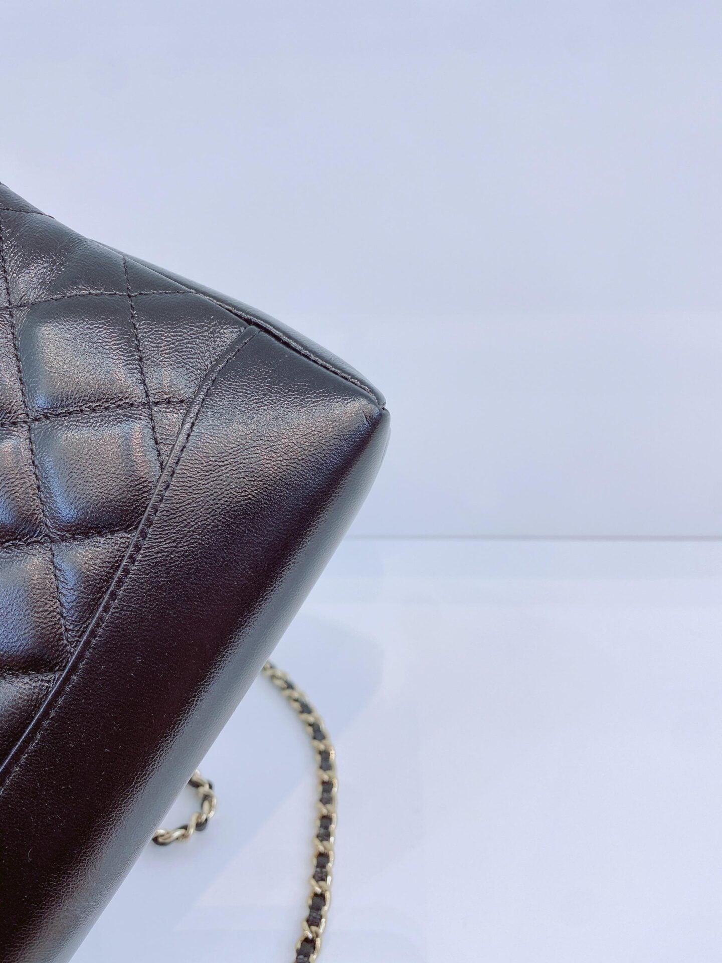 BLACK AGED CALFSKIN LEATHER NANO 31 MINI SHOPPING BAG GOLD HARDWARE