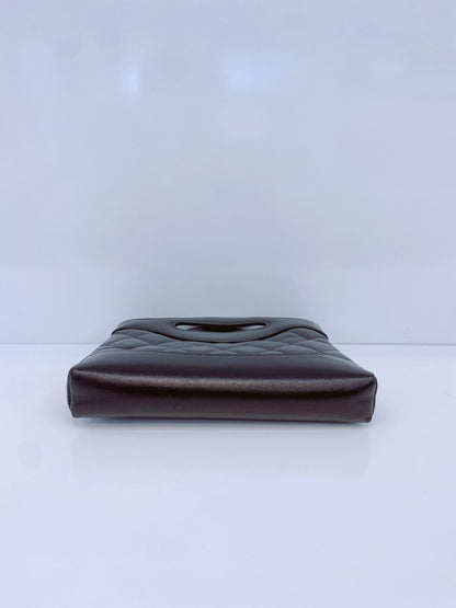 BLACK AGED CALFSKIN LEATHER NANO 31 MINI SHOPPING BAG GOLD HARDWARE