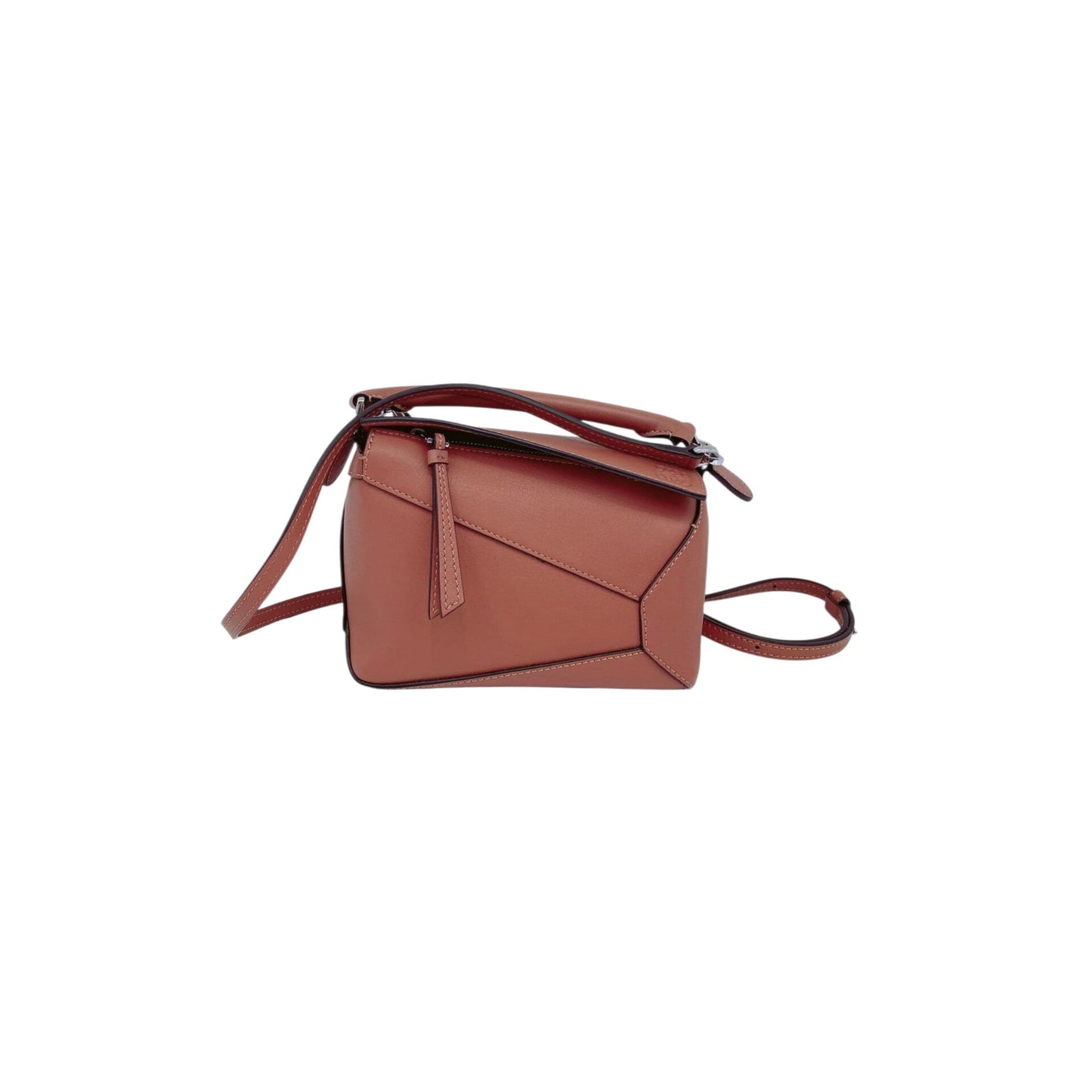 BROWN CLASSIC CALFSKIN LEATHER MINI PUZZLE BAG
