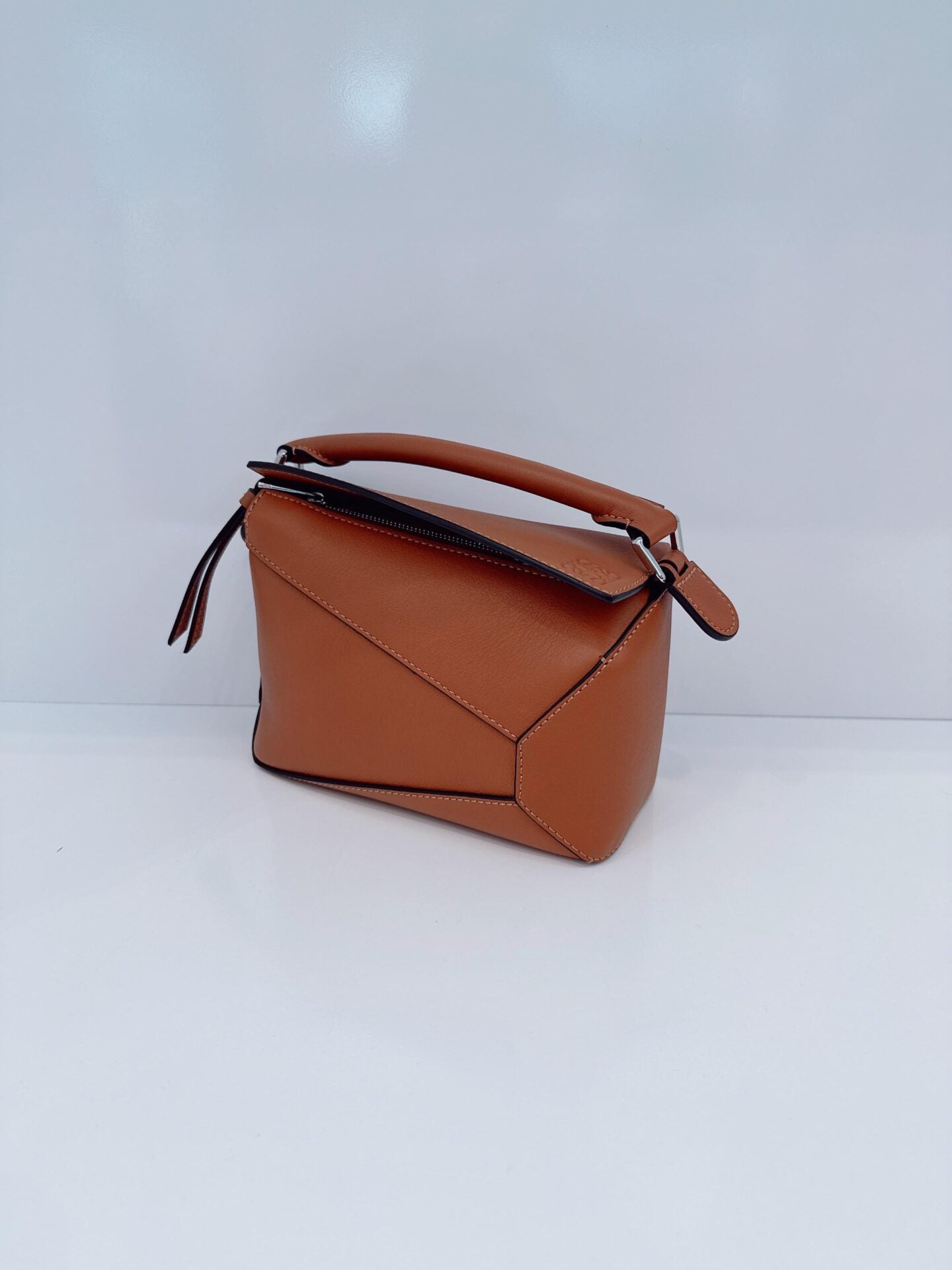 BROWN CLASSIC CALFSKIN LEATHER MINI PUZZLE BAG